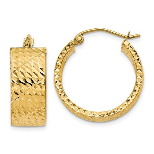 14k Diamond Cut Hoop Earrings - Crestwood Jewelers