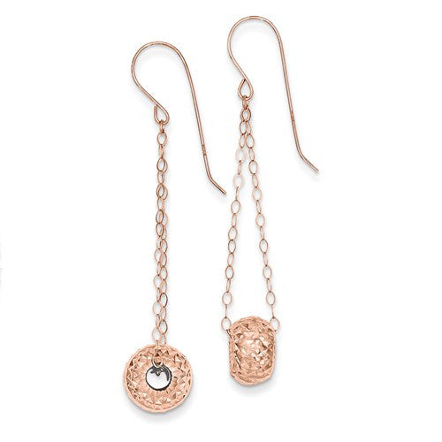 14K Rose Gold Chain With Diamond-Cut Puff Donut Bead Earrings - Crestwood Jewelers