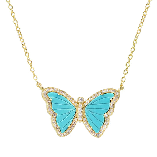 KAMARIA TURQUOISE BUTTERFLY NECKLACE WITH CRYSTALS