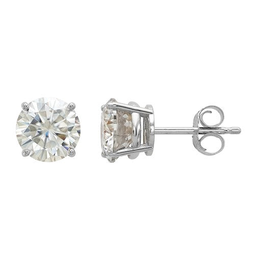 14K 2.00ct. 6.5mm Round Moissanite 4-Prong Basket Post Earring - Crestwood Jewelers