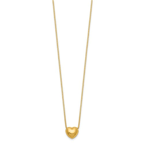 14k 16" Chain With Heart Charm Necklace - Crestwood Jewelers