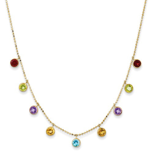 14K Multi-Color Gemstone Necklace With 2in Ext. - Crestwood Jewelers