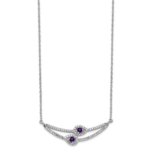 14k White Gold Diamond And Amethyst Necklace - Crestwood Jewelers