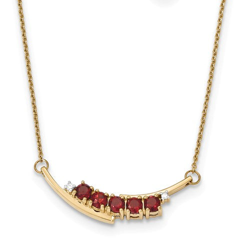 14K Gold With Mozambique Garnet And Diamond Necklace - Crestwood Jewelers