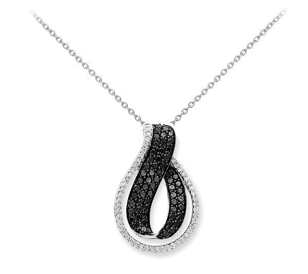 14k White Gold Black & White Diamond Twist Necklace - Crestwood Jewelers