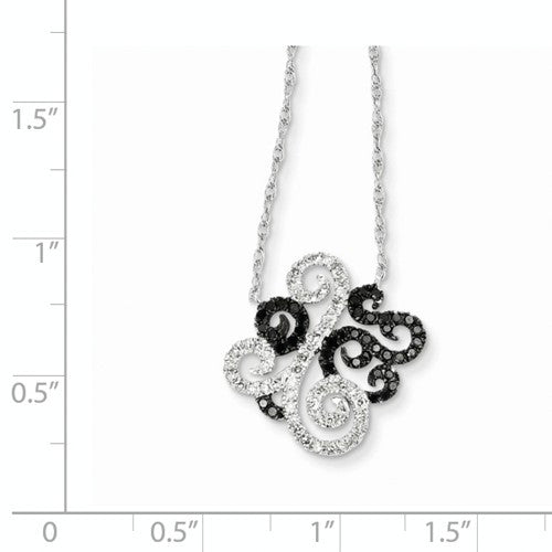 14k White Gold W/ Black And White Diamond Fancy Pendant - Crestwood Jewelers
