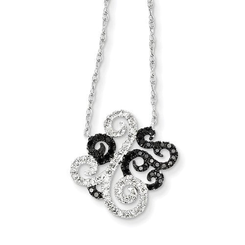 14k White Gold W/ Black And White Diamond Fancy Pendant - Crestwood Jewelers