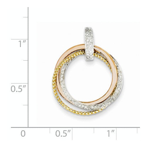 14k Tri-Color Gold Diamond Moveable Circle Pendant - Crestwood Jewelers
