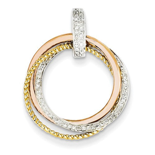 14k Tri-Color Gold Diamond Moveable Circle Pendant - Crestwood Jewelers