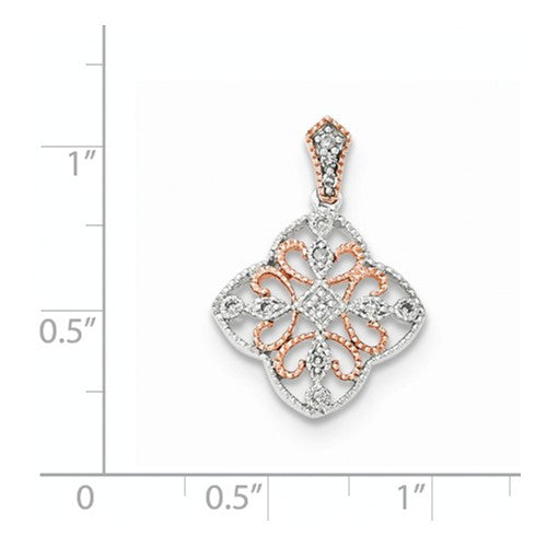 14K White Gold & Rose Rhodium Diamond Necklace - Crestwood Jewelers