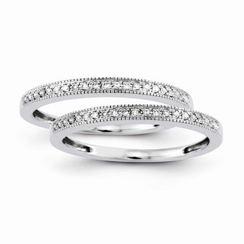 14k White Gold Set Of 2 Diamond Wedding Bands - Crestwood Jewelers