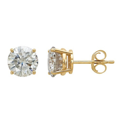 14K 2.00ct. 6.5mm Round Moissanite 4-Prong Basket Post Earring - Crestwood Jewelers